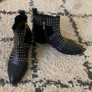 Studded black ankle booties